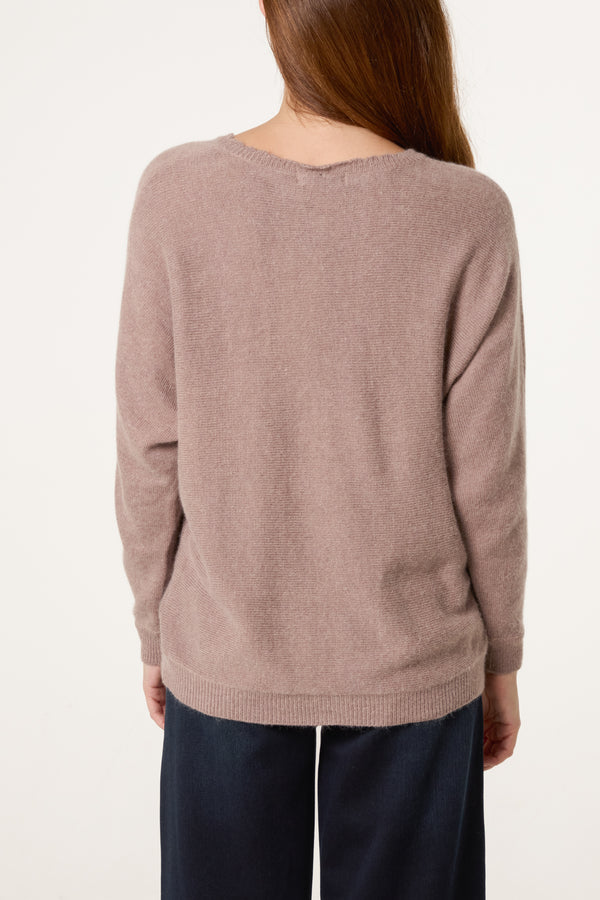Qed London Stone Scallop Neck Knit Jumper