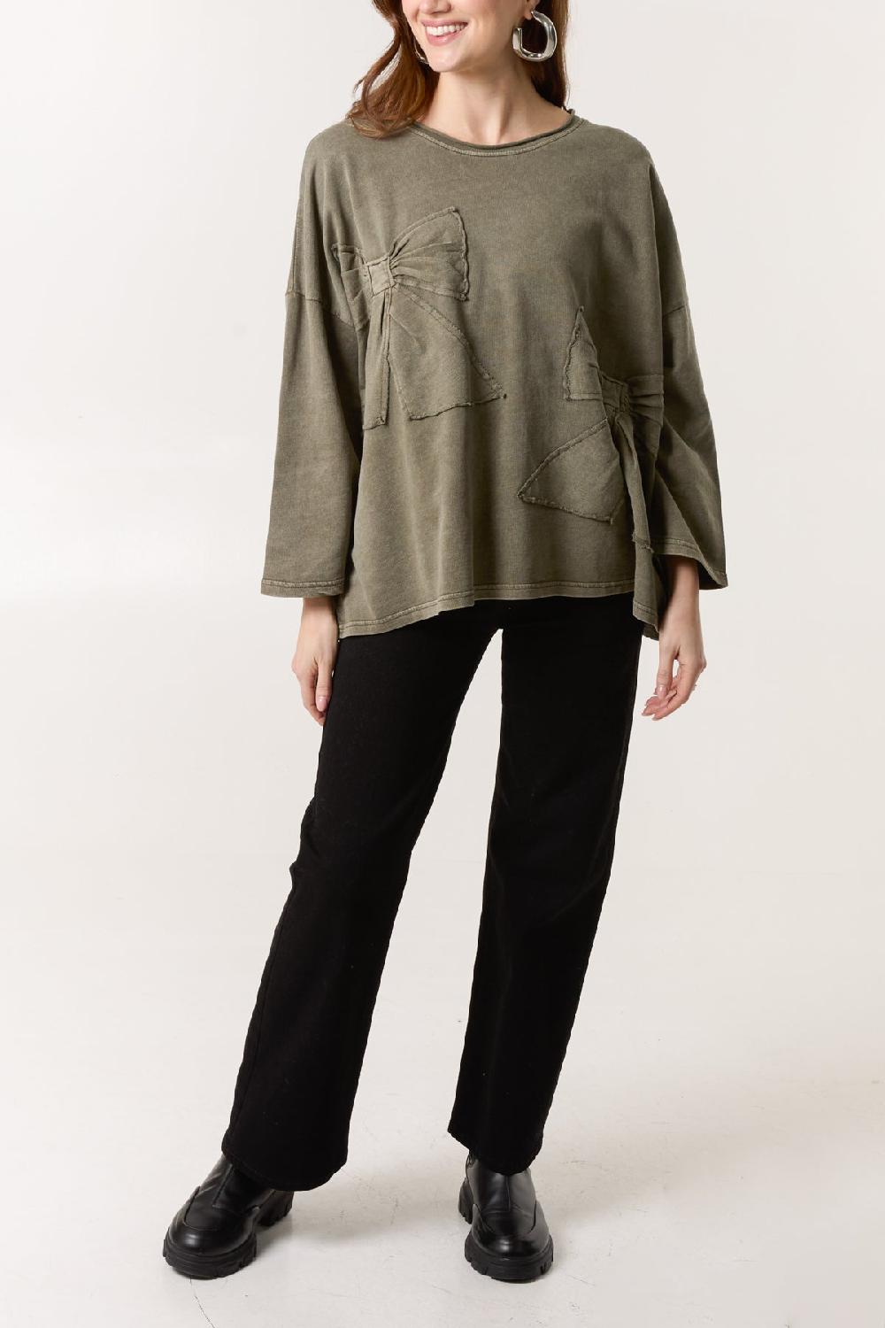 Qed London Stone Wash Bow Sweatshirt