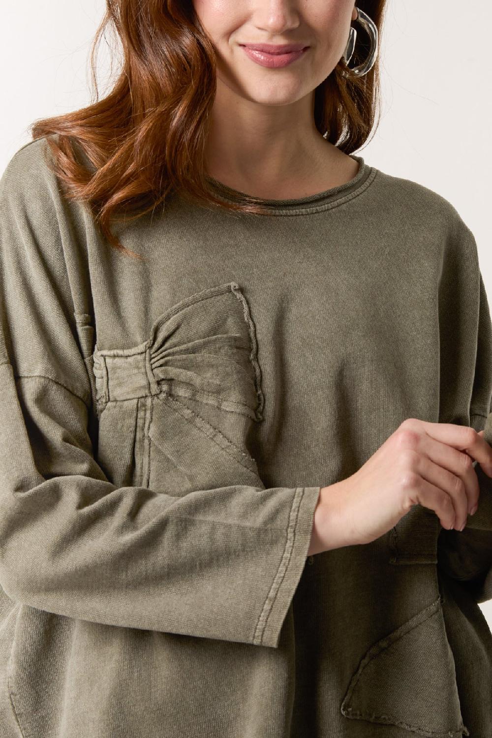 Qed London Stone Wash Bow Sweatshirt