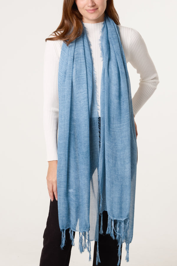 qed london Stone Wash Tassel Scarf