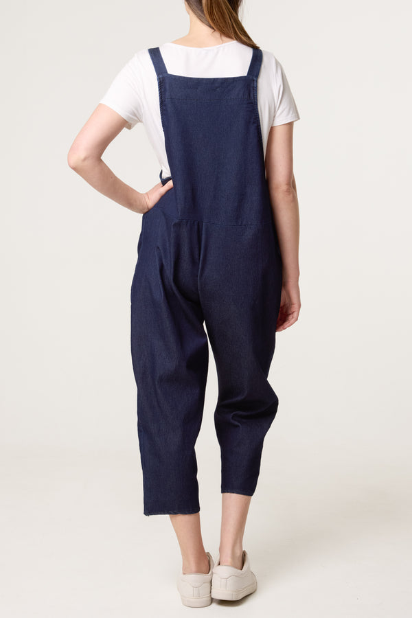 Qed London Straight Leg Pocket Denim Dungarees