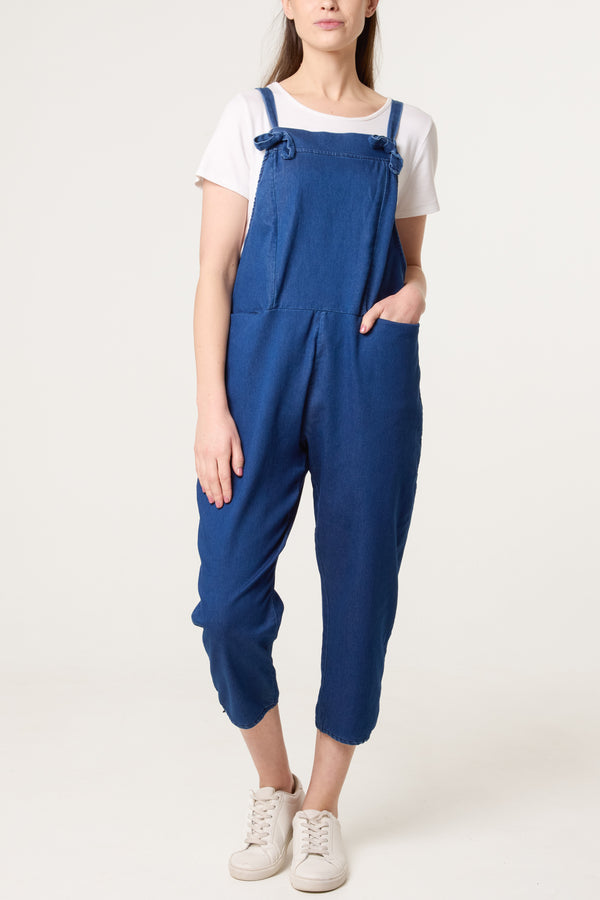 Qed London Straight Leg Pocket Denim Dungarees