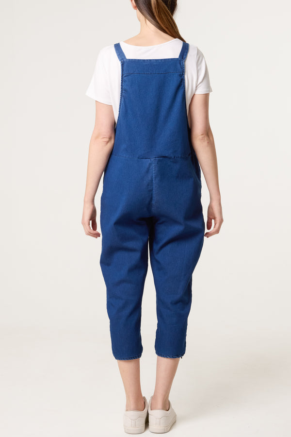 Qed London Straight Leg Pocket Denim Dungarees