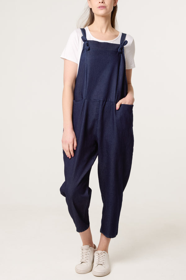 qed london Straight Leg Pocket Denim Dungarees