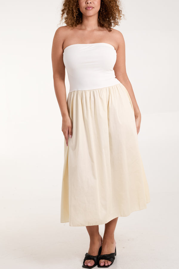 qed london Strapless Elasticated Bodice Midi Dress