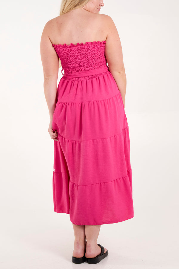 Qed London Strapless Scalloped Detail Tiered Dress
