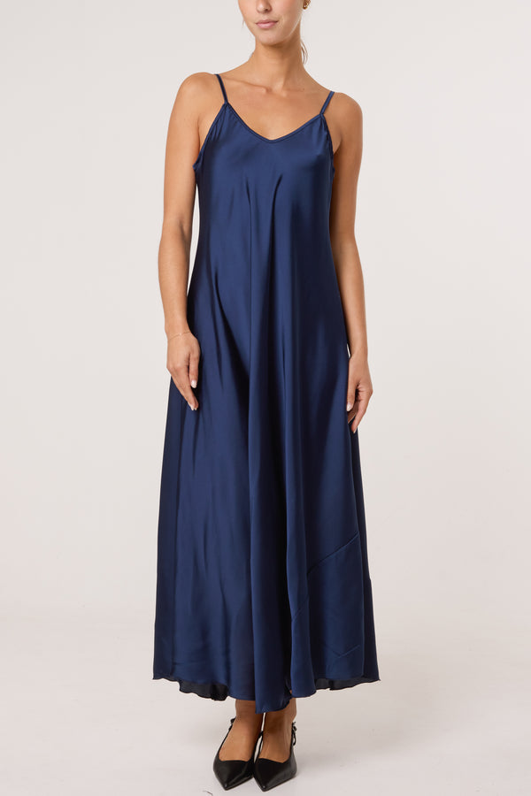 Qed London Strappy Satin Maxi Dress