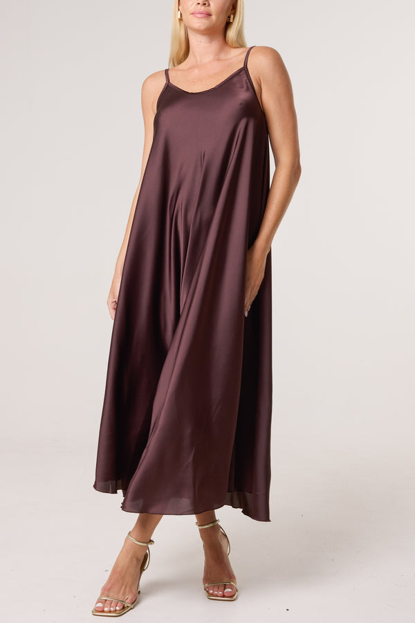 qed london Strappy Satin Maxi Dress