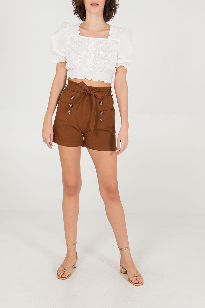 Qed London Stretch Paper Bag Shorts
