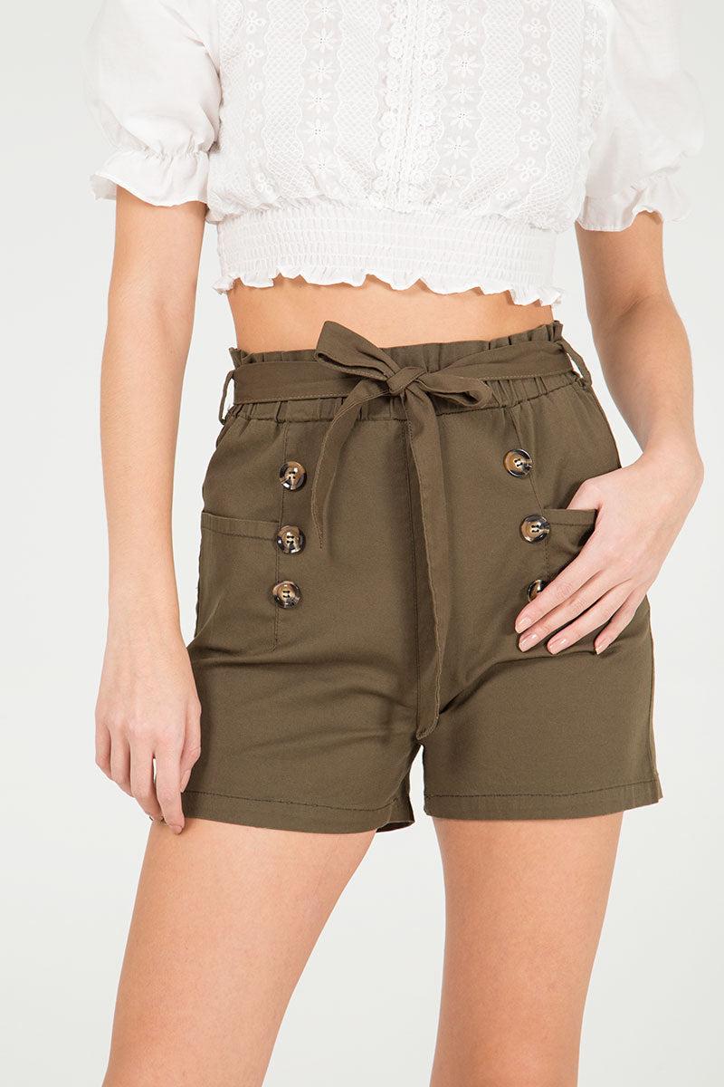 qed london Stretch Paper Bag Shorts