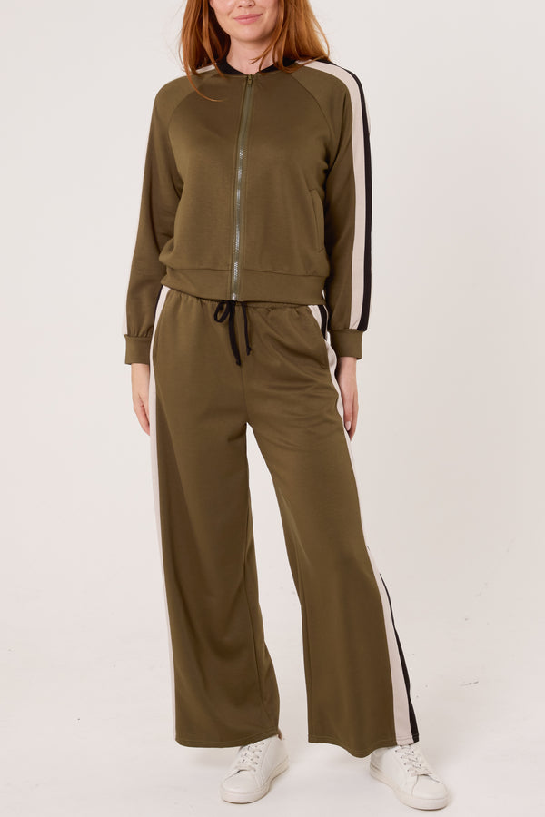 Qed London Stripe Bomber Jacket & Jogger Trouser Set