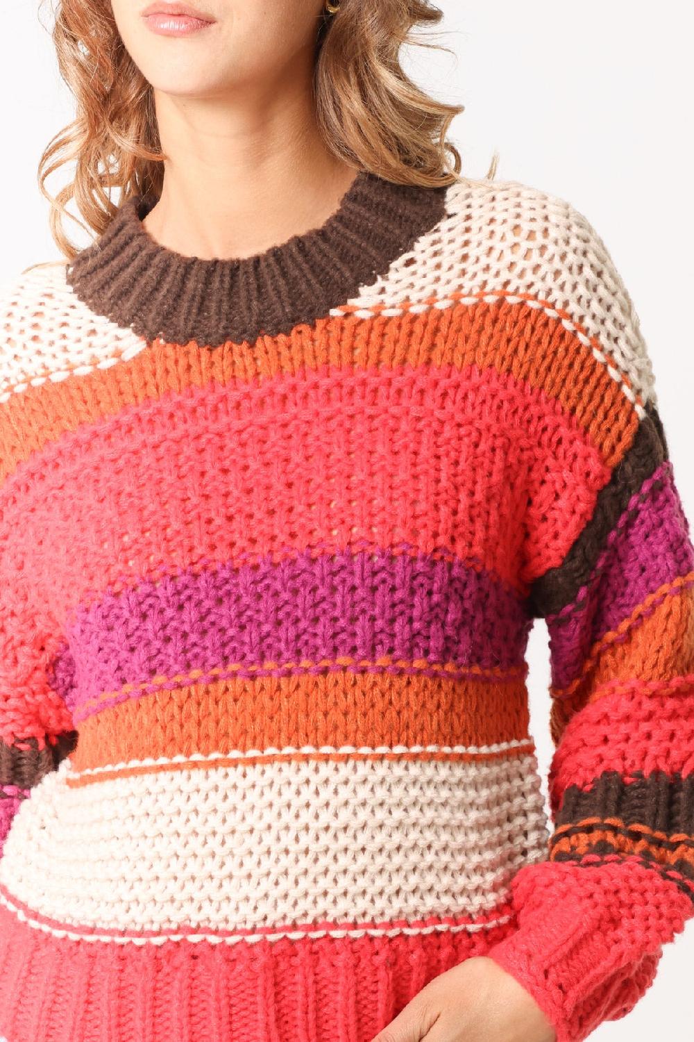 Qed London Striped Chunky Knitted Jumper