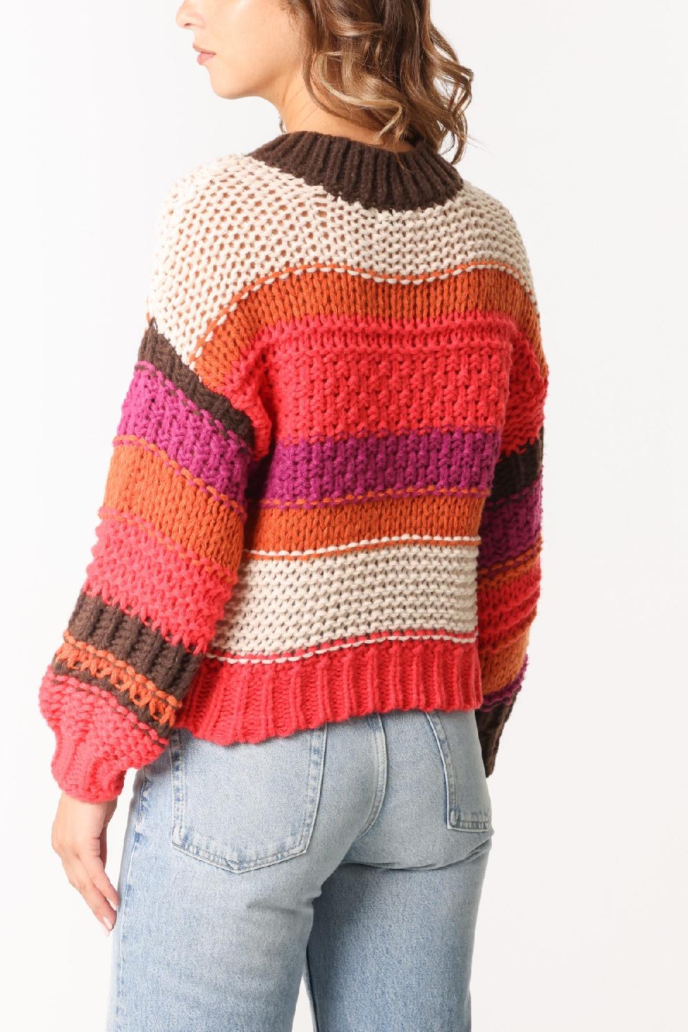 Qed London Striped Chunky Knitted Jumper