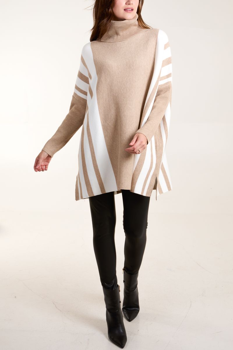 Qed London Striped Relaxed Batwing Jumper