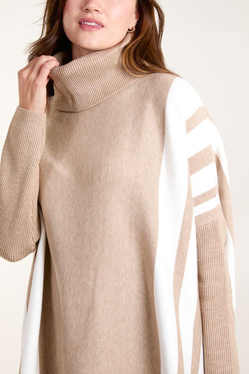 Qed London Striped Relaxed Batwing Jumper