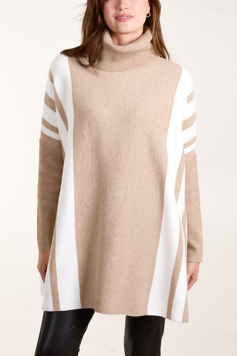 qed london Striped Relaxed Batwing Jumper