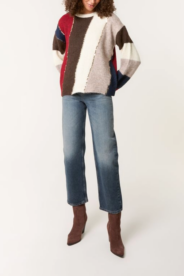 Qed London Striped Sequin Details Jumper