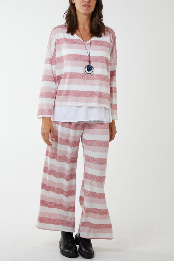 qed london Striped Shimmer Necklace Co-Ord Set