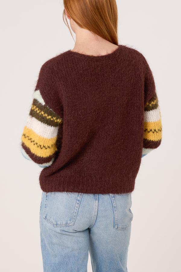 Qed London Striped Sleeve Knit Jumper