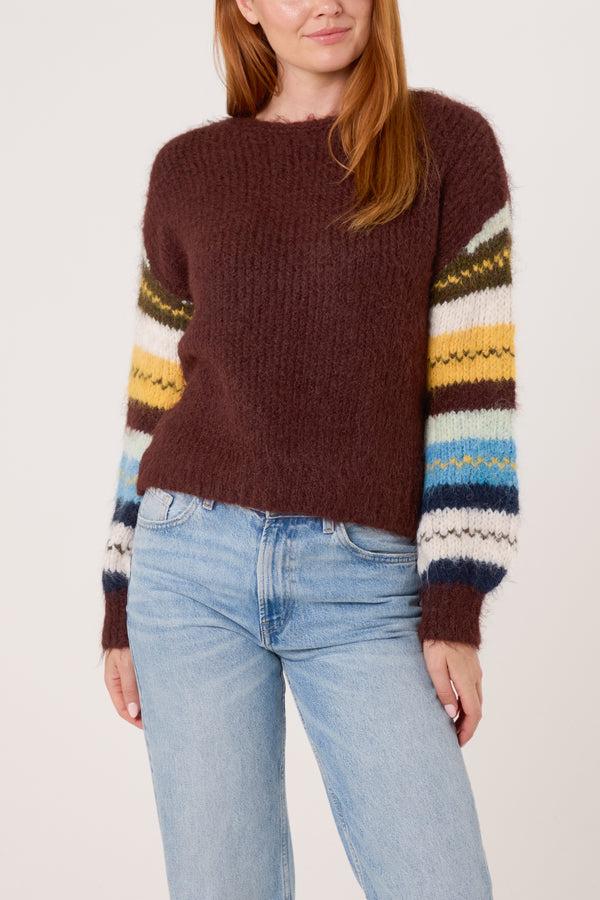 qed london Striped Sleeve Knit Jumper