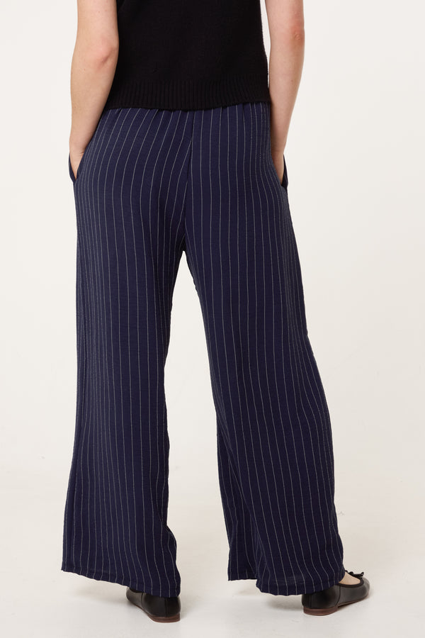 Qed London Striped Wide Leg Trousers