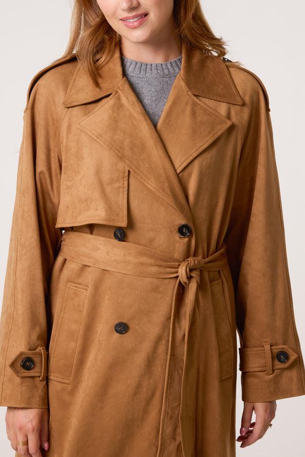 Qed London Suede Trench Coat