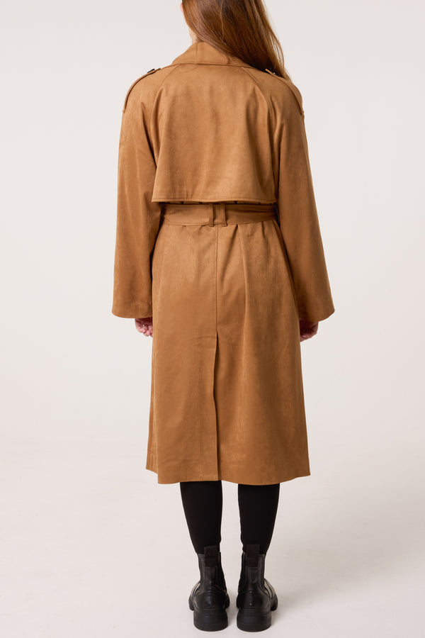 Qed London Suede Trench Coat