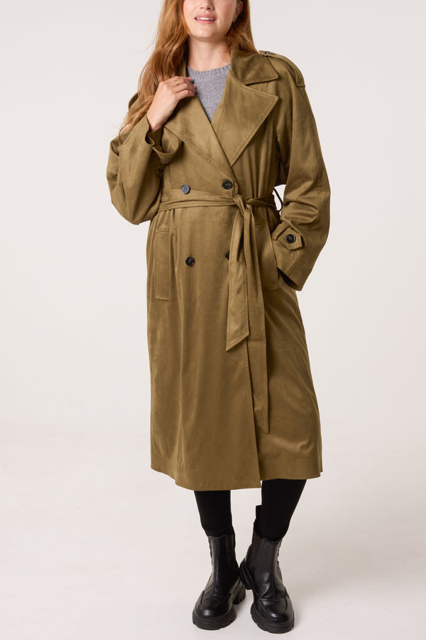 Qed London Suede Trench Coat