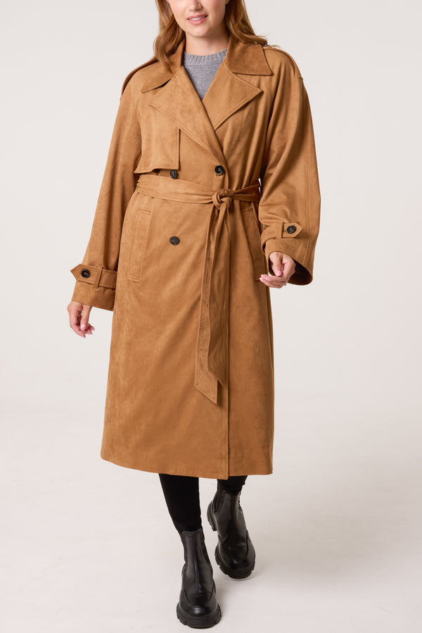 qed london Suede Trench Coat