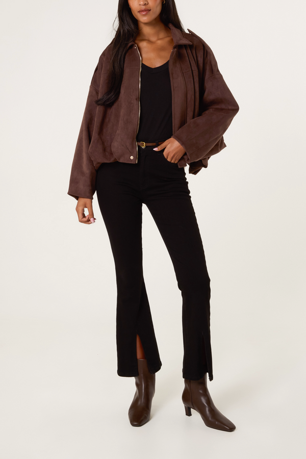 Qed London Suedette Puffball Jacket