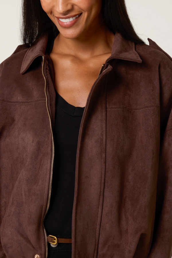 Qed London Suedette Puffball Jacket