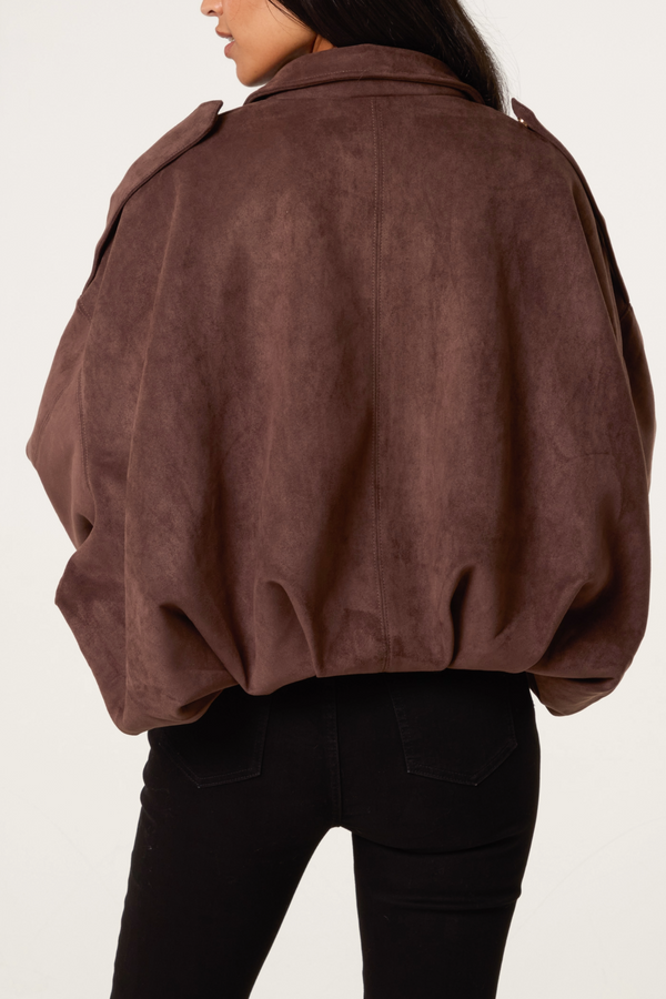 Qed London Suedette Puffball Jacket