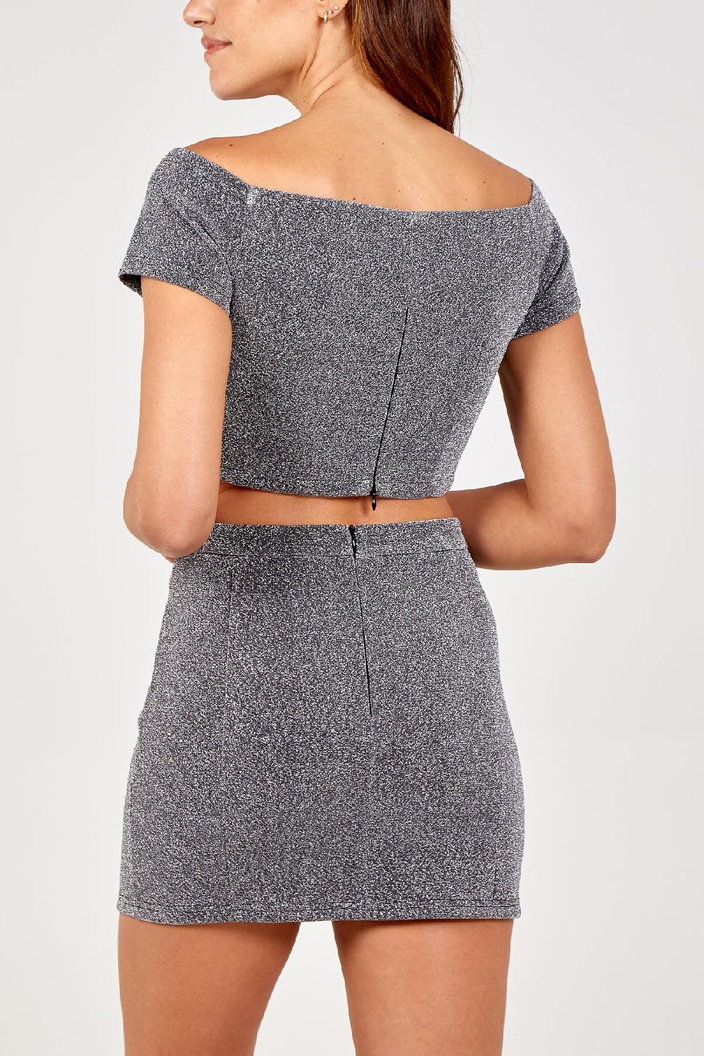 Qed London Sweetheart Bardot Crop Top