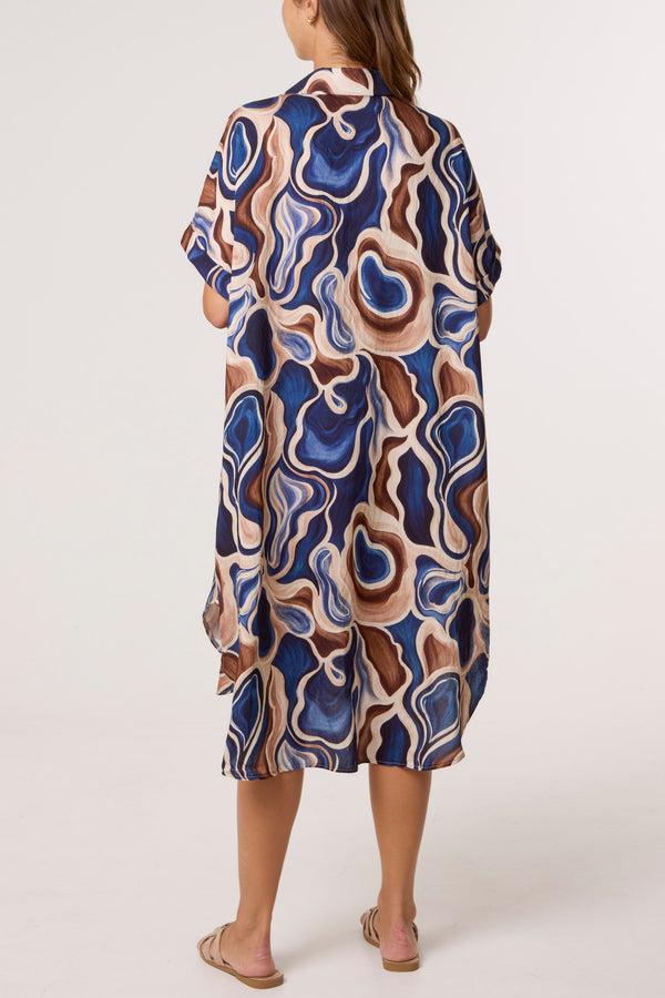 Qed London Swirl Collar Pockets Midi Dress
