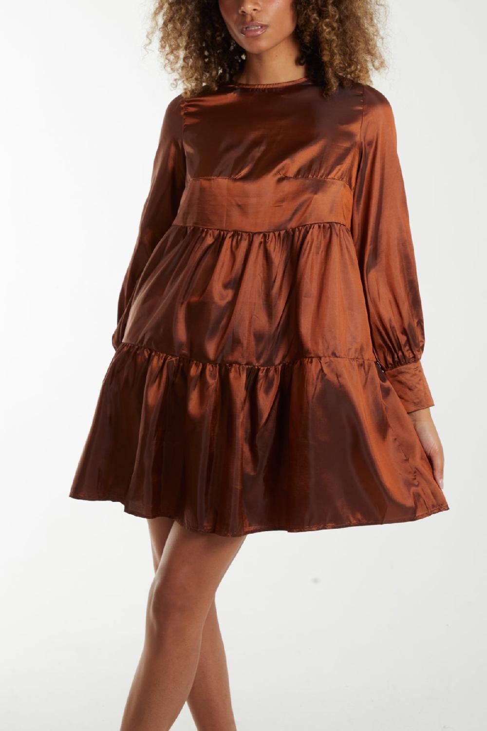 Qed London Tafetta Smock Dress