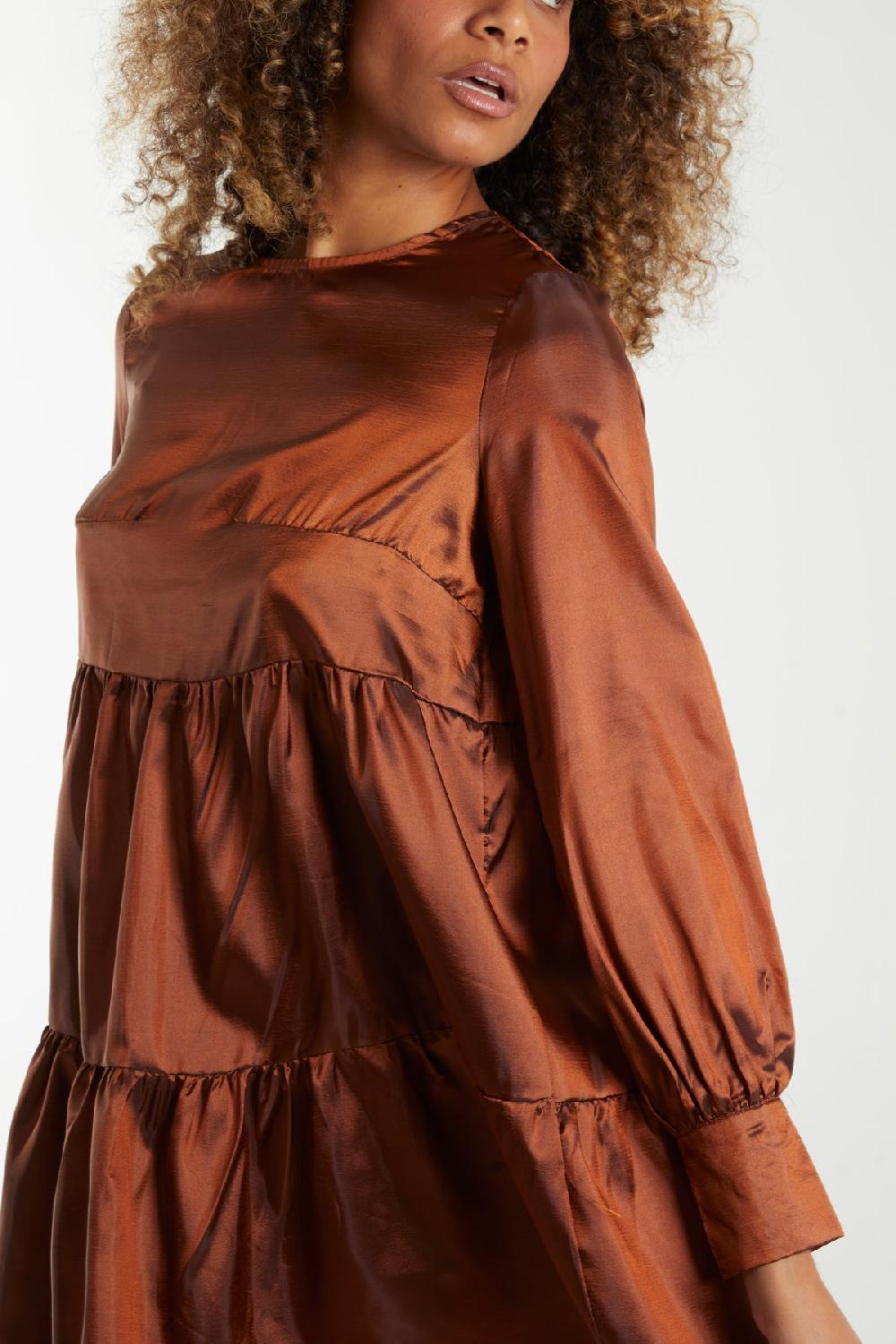 Qed London Tafetta Smock Dress