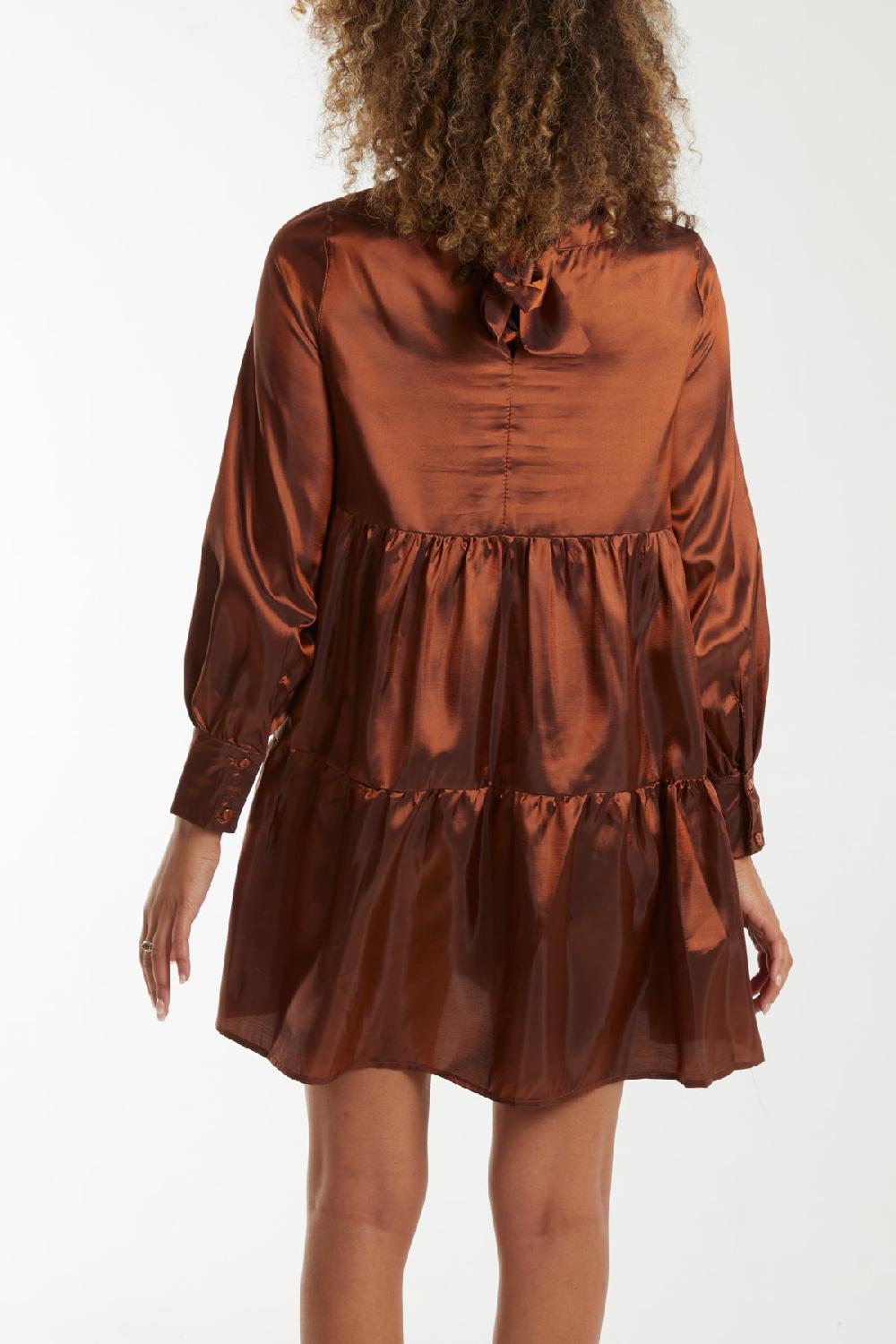 Qed London Tafetta Smock Dress