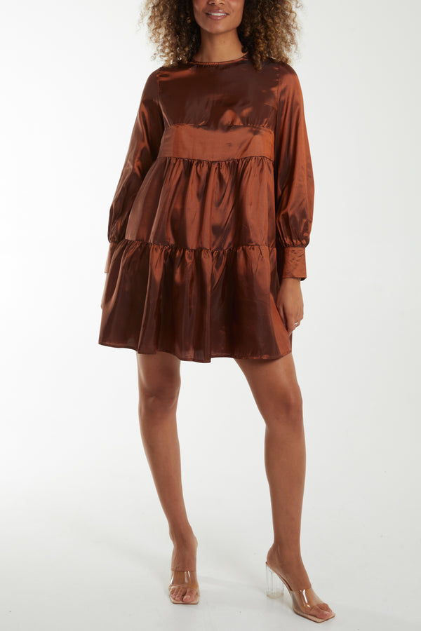 Qed London Tafetta Smock Dress