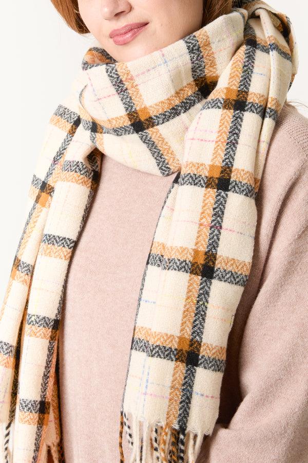 Qed London Tartan Knit Tassel Scarf