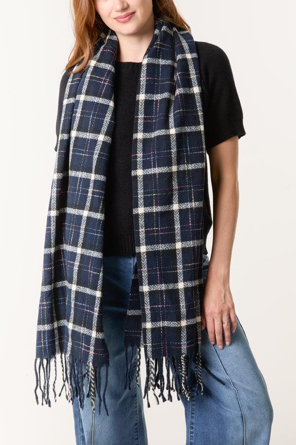 Qed London Tartan Knit Tassel Scarf