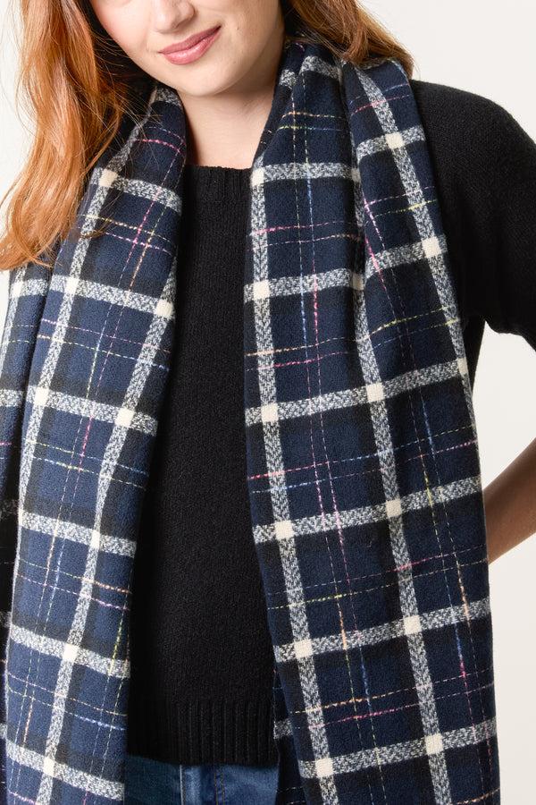 Qed London Tartan Knit Tassel Scarf