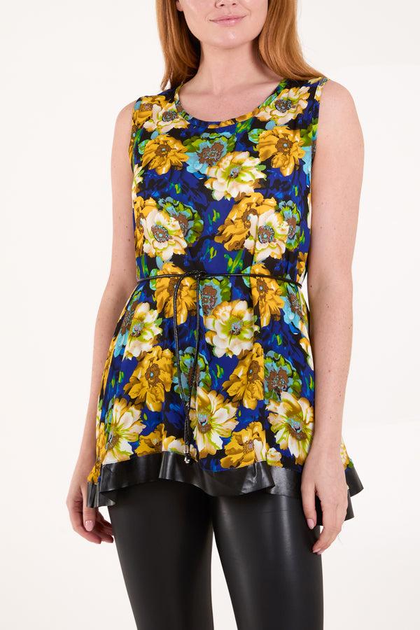 qed london Tassel Belt Floral Tunic Top