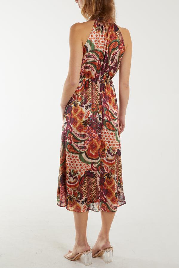 Qed London Tassel Detail Halter Neck Midi Dress