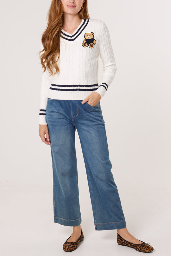 Qed London Teddy Bear Cricket Knit Jumper