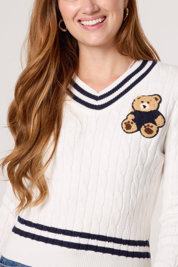 Qed London Teddy Bear Cricket Knit Jumper