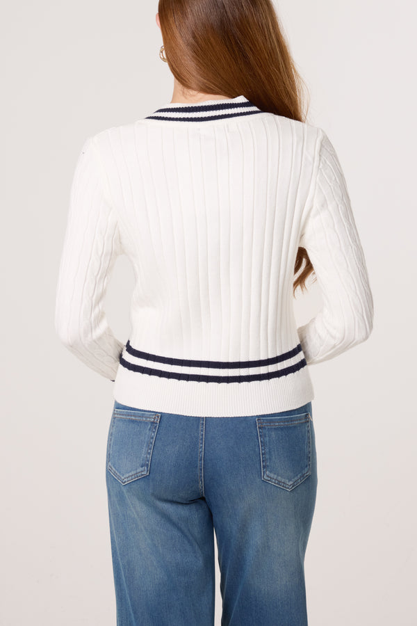 Qed London Teddy Bear Cricket Knit Jumper