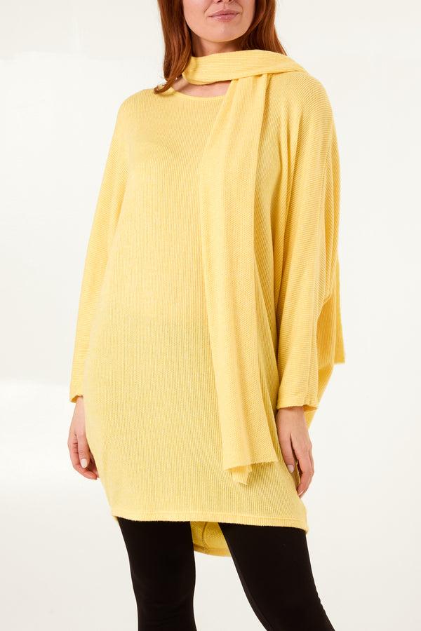 Qed London Texture Knit Dress & Scarf Set