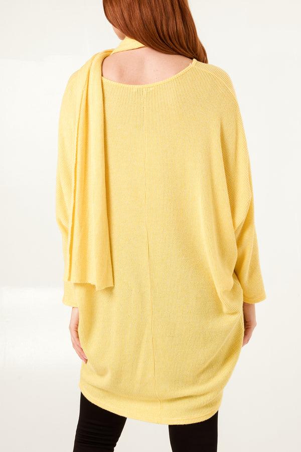 Qed London Texture Knit Dress & Scarf Set