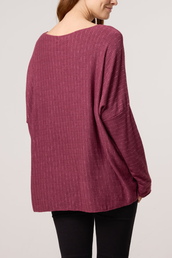 Qed London Texture Wool Blend Fine Knit Jumper