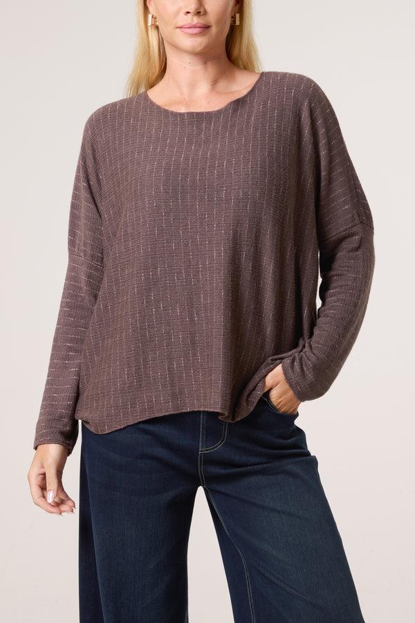 qed london Texture Wool Blend Fine Knit Jumper